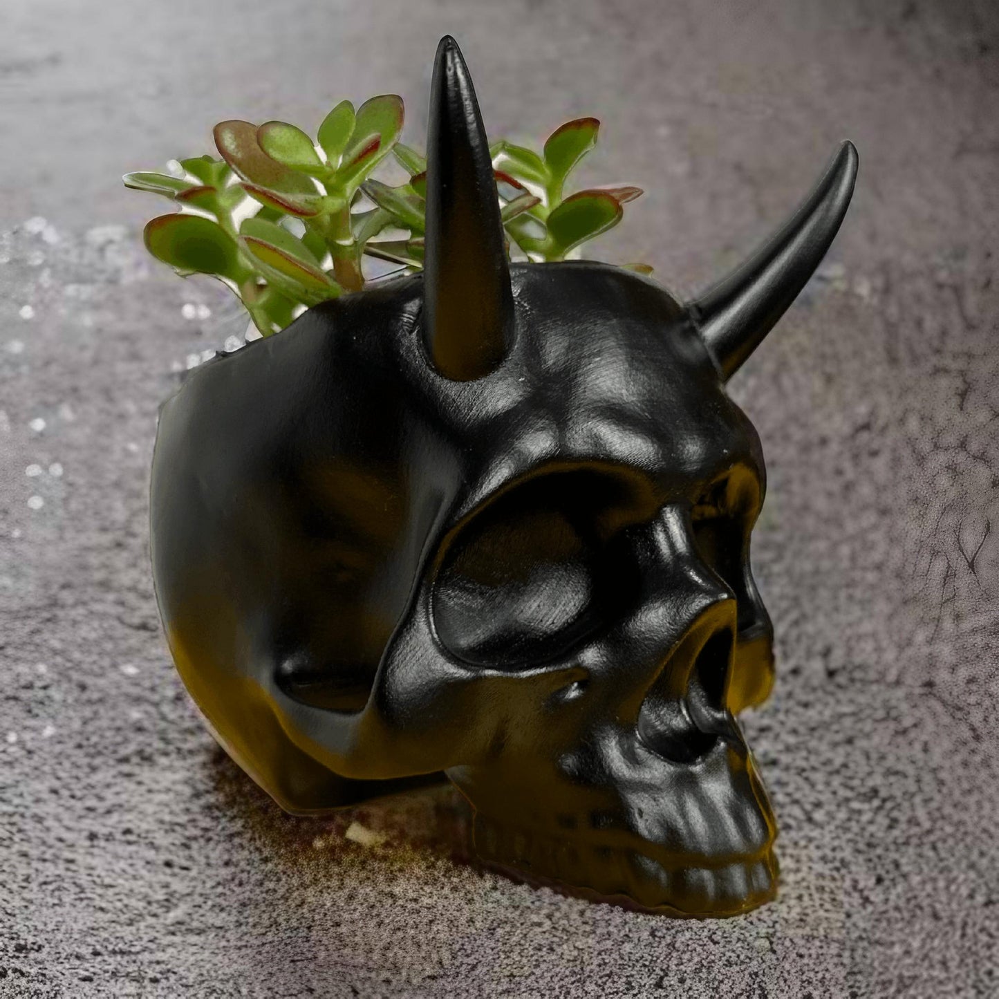 Ceramic Horned Skull Pot