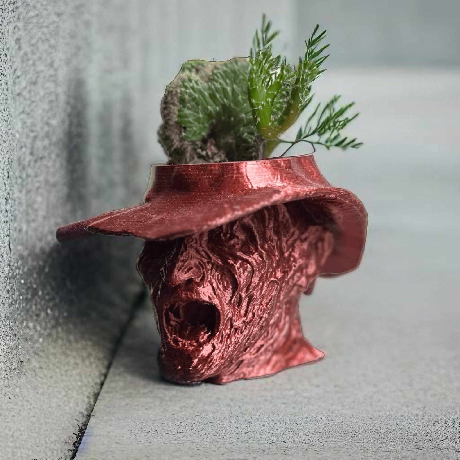 Freddy Krueger Plant Pot With Succulent