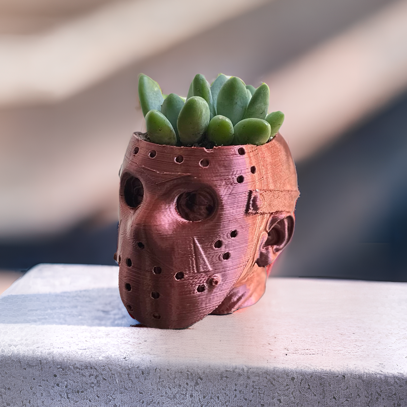 Jason Voorhees Plant Pot With Succulent