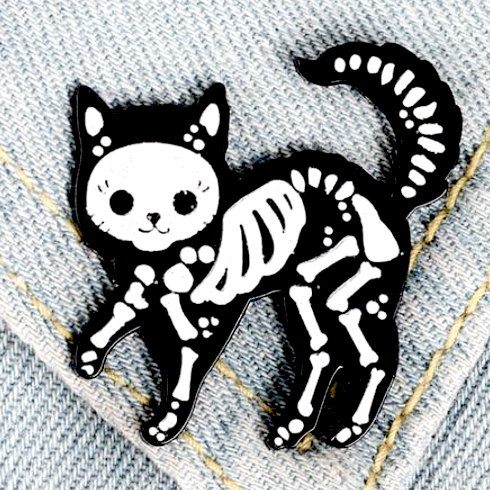 Skeleton Cat Brooche