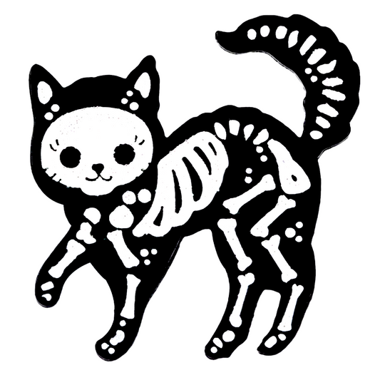 Skeleton Cat Brooche
